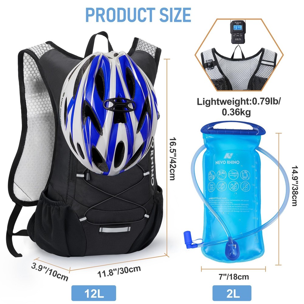 Lightweight Hydration Backpack, Running Backpack with 2L Water Bladder, Hydro...