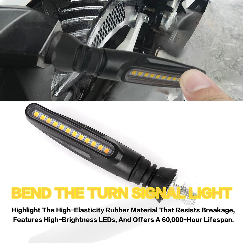 4PCS Flowing Motorcycle LED Turn Signals Light Indicator Blinker Tail Lights