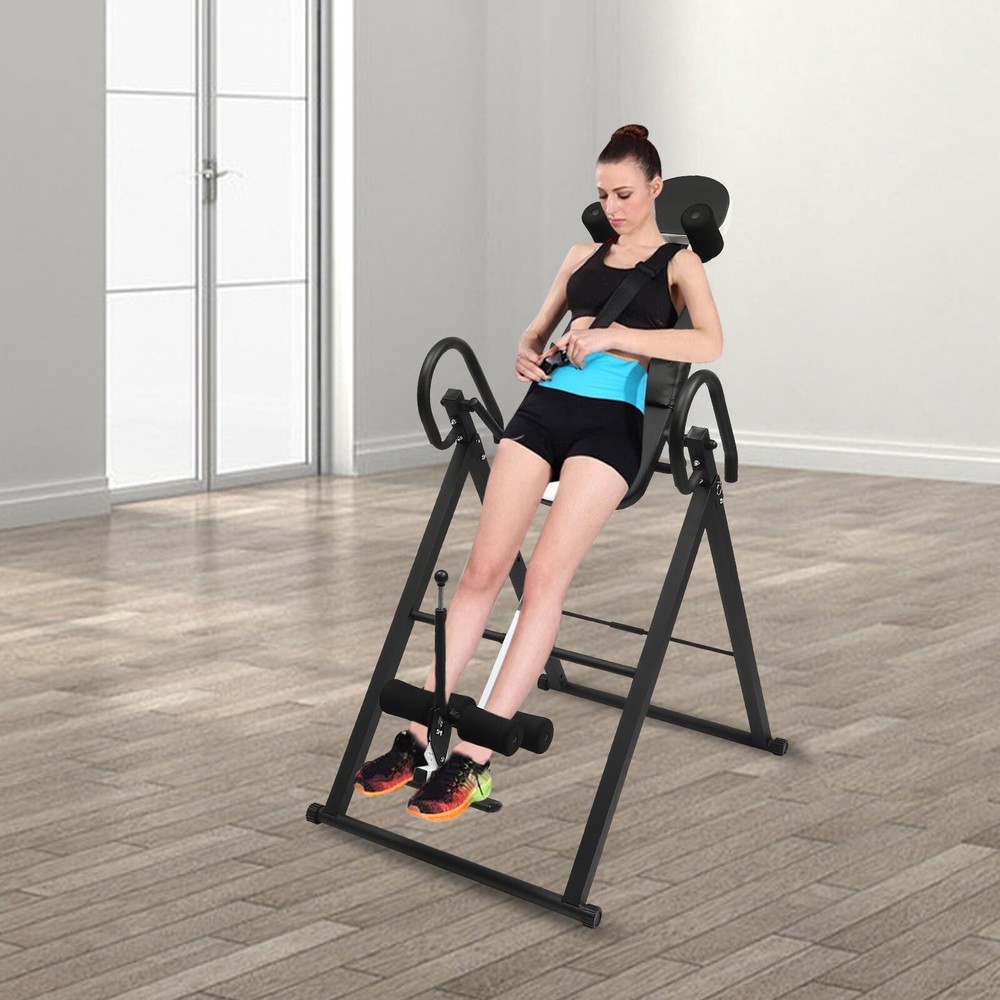 Foldable Inversion Table Teeter Advanced Back Pain Ankle Relief Gravity Fitness