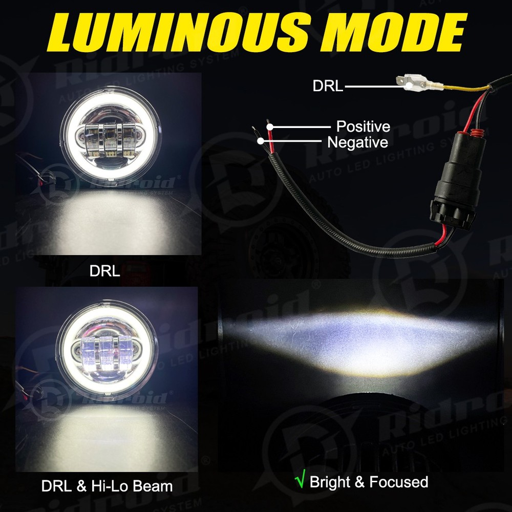 For Harley Davidson Electra Glide Classic 7" LED Headlight + 4.5" Passing Lights