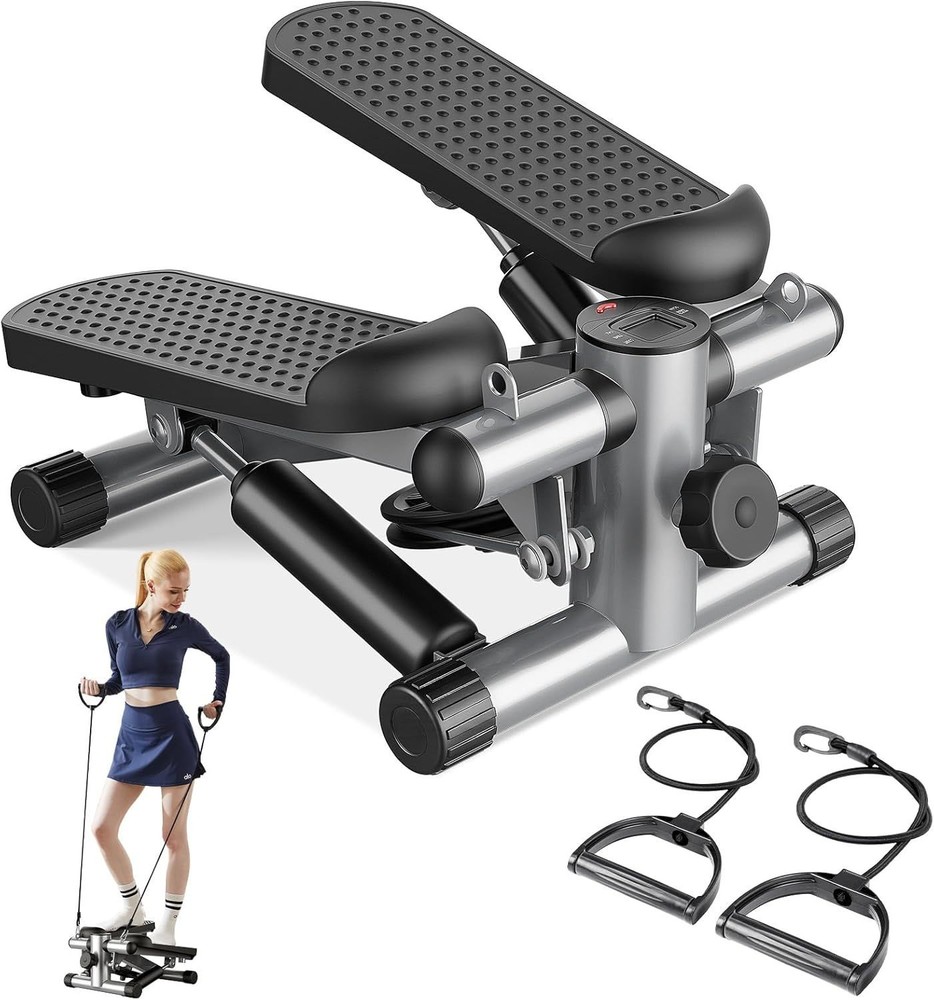 Compact Mini Stepper with Resistance Bands for Full Body Workout