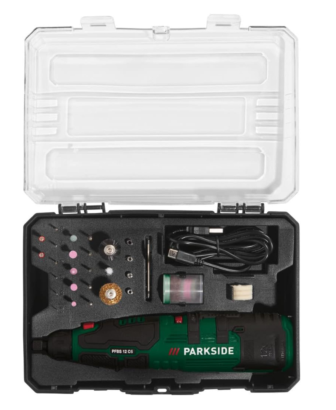 Parkside Cordless Precision Grinder 25000 RPM Sander 12V + Case + Accessories