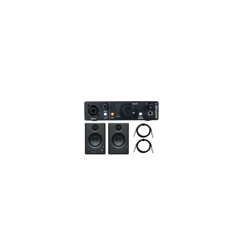 Arturia MiniFuse 1 Audio Interface Black with Studio Speakers and TRS Cables