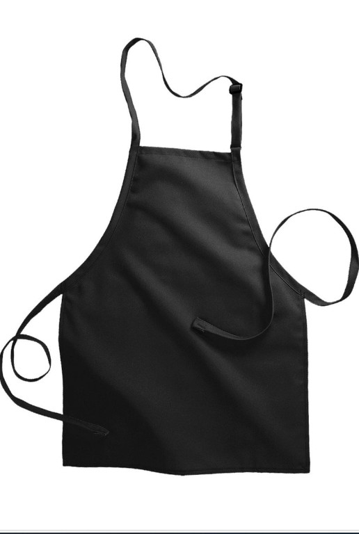 Textile Topia- Black Bib Apron - 100% Spun Polyester, Durable, No Pocket