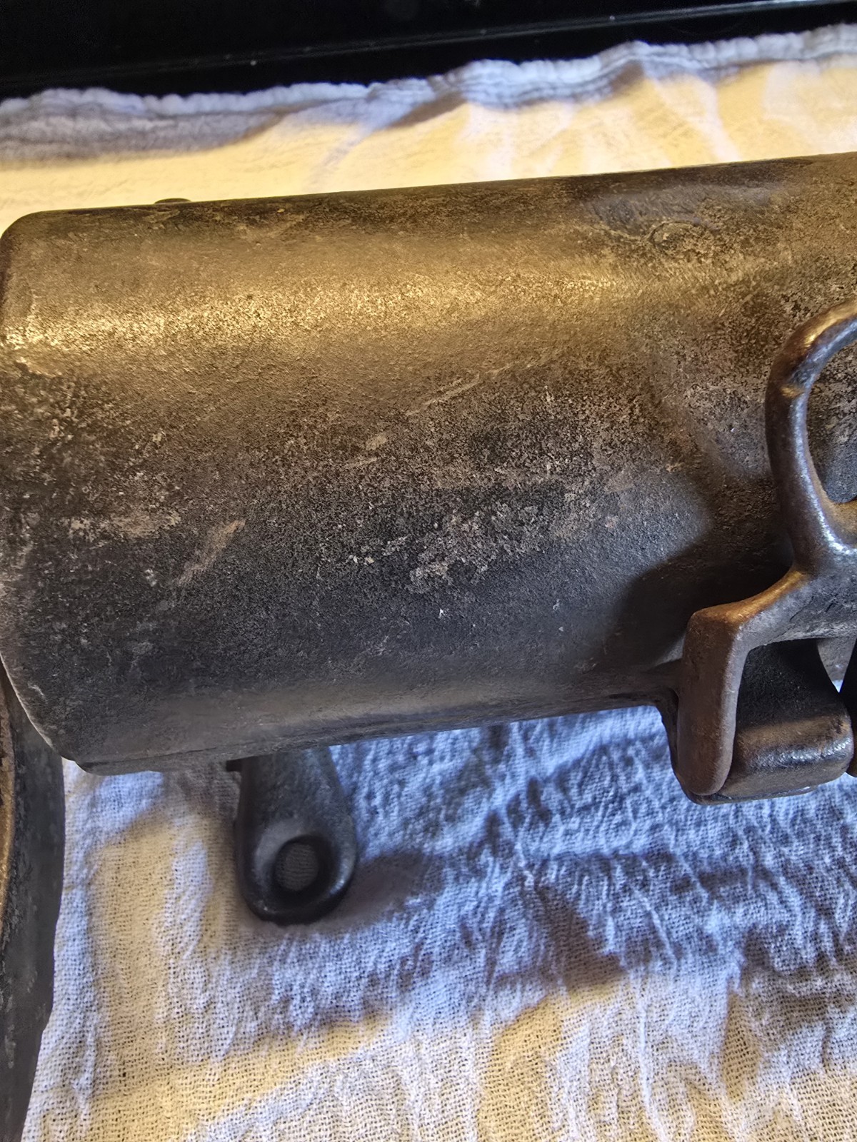 Primitive Cast Iron Tobacco Shredder Cutter Grinder Wood Handle Large