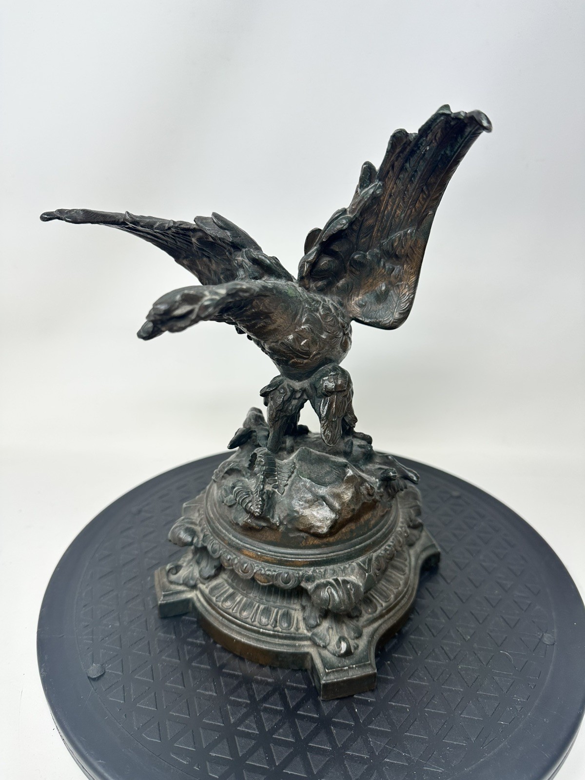 Antique French Bronze Eagle (?) Attacking Hare 9.5” Style of Jules Moigniez