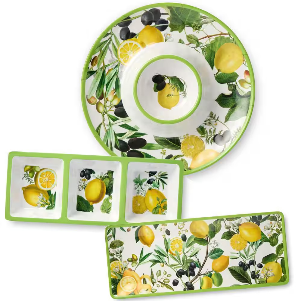 Limone 14.5 In. Multi-Colored Melamine 3-Piece Platter Set