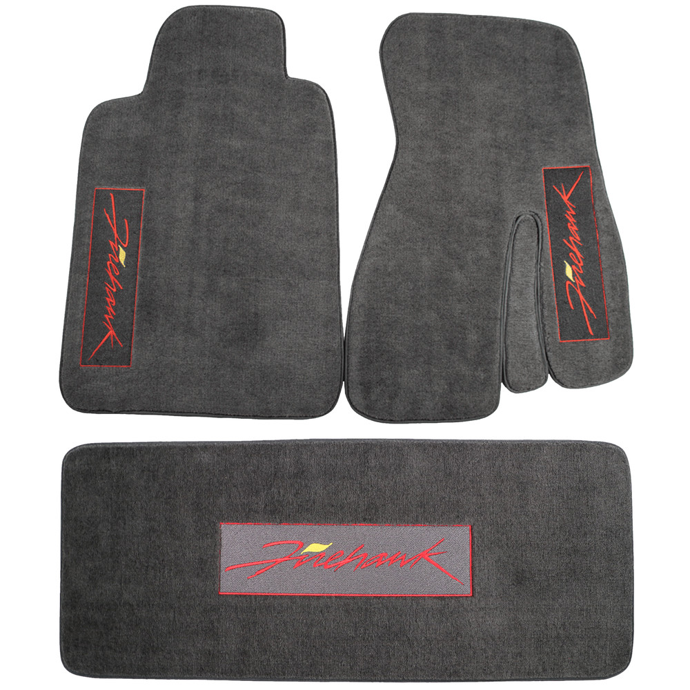 2000-2002 SLP Firehawk Ebony Black Front Carpet Floor Mats Pair & Rear Deck Mat
