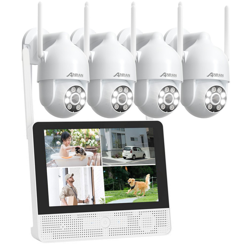 ANRAN Security Camera System 12" Monotor 5MP WIFI Wireless CCTV Audio
