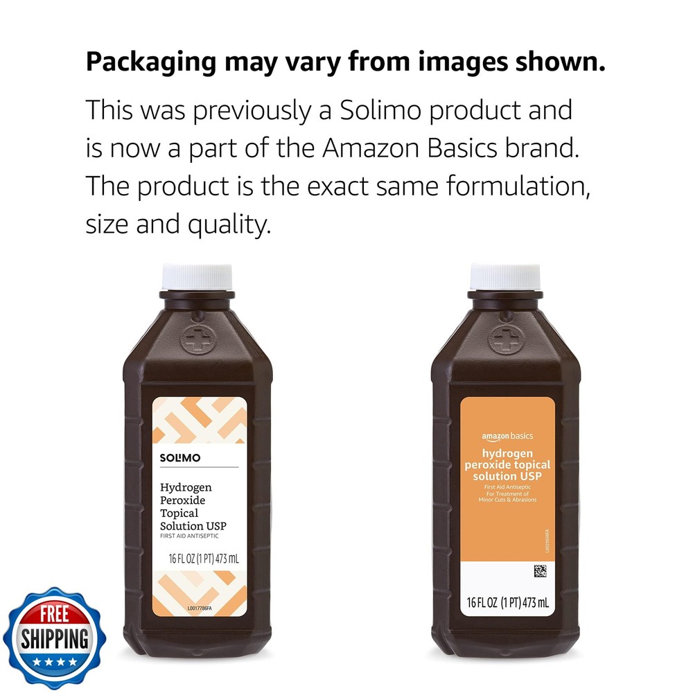 Amazon Basics - Hydrogen Peroxide Topical Solution USP, 16 fl oz (Pack of 12)