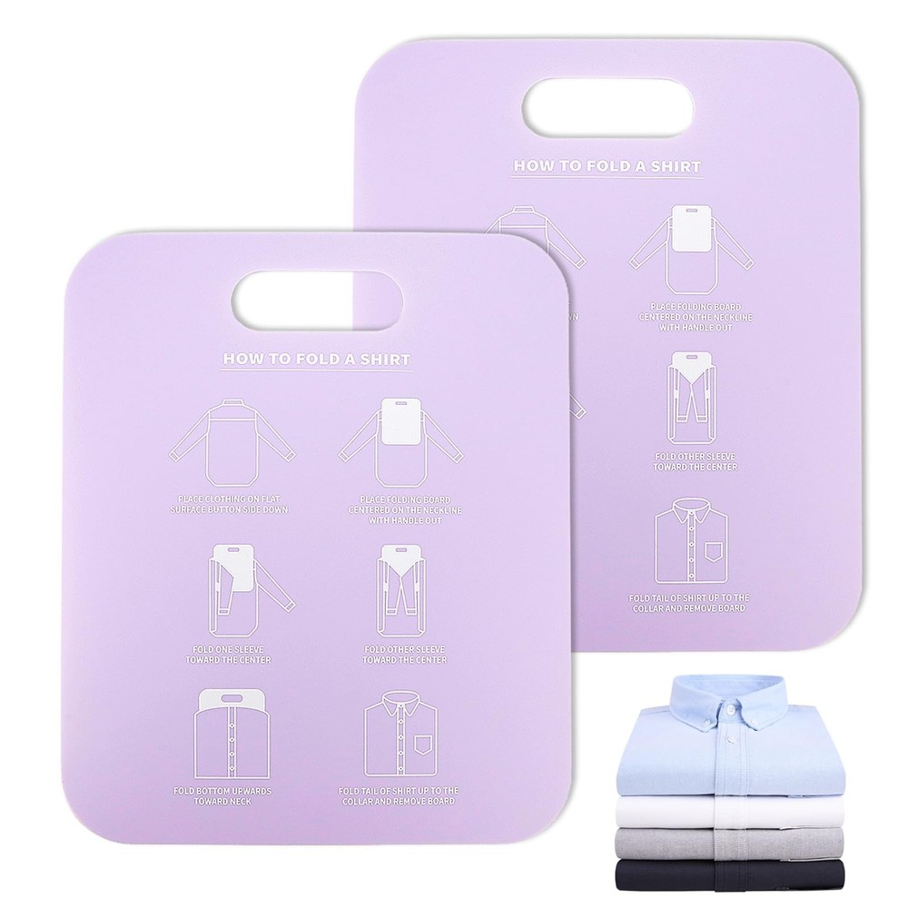 2Pcs Shirt Folding Board, Portable Clothes Folder, Plastic Laundry Folders fo...