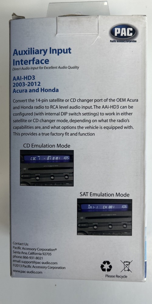 PAC Audio AAI-HD3 Honda Aux Input Interface