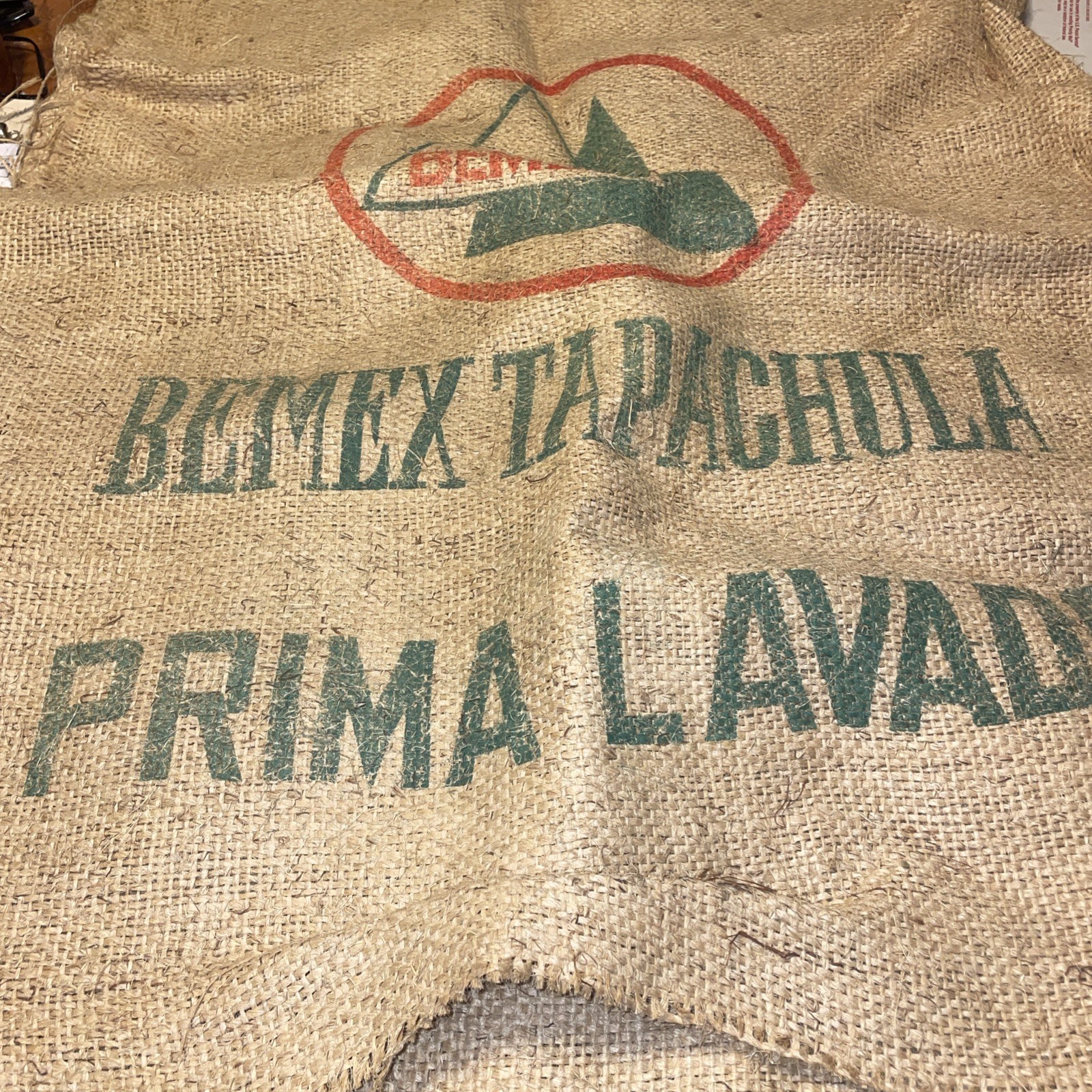 4 Vtg Coffee Bean Sack Bag Bemex Tapachula Prima Alvaro Mexico Jute Burlap Bags
