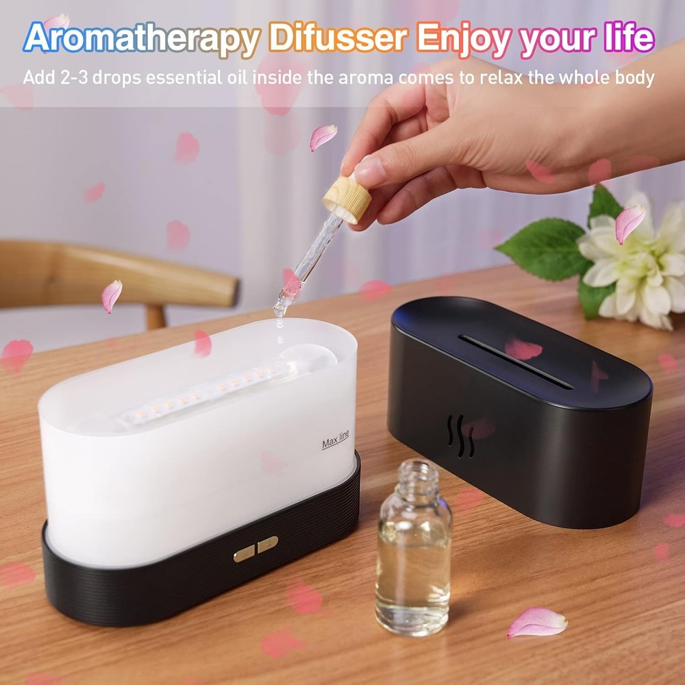Essential Oil Diffuser, Fireplace Flame Oil Diffuser, Aroma Humidifier (Black)