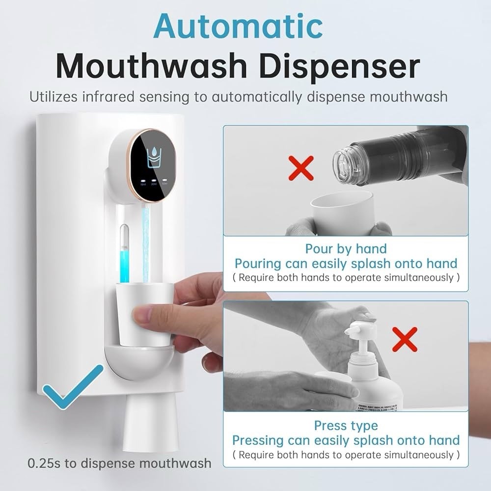 Touchless 3-Mode Adjustable Automatic Mouthwash Dispenser - 540ml