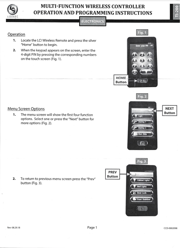Lippert Wireless Ground Control Remote Programming Instructions 358601 329164