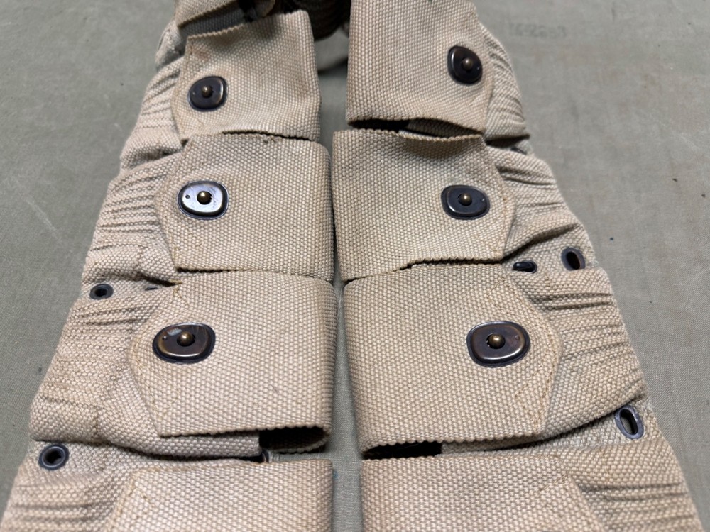 ORIGINAL WWI WWII US ARMY M1910 INFANTRY FIELD 10 POCKET AMMO BELT-MILLS, 1920