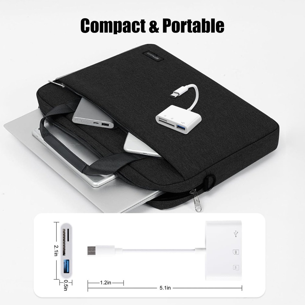 USB C SD Card Reader for iPhone 15 16 17, SD Card Adapter with SD MicroSD USB...