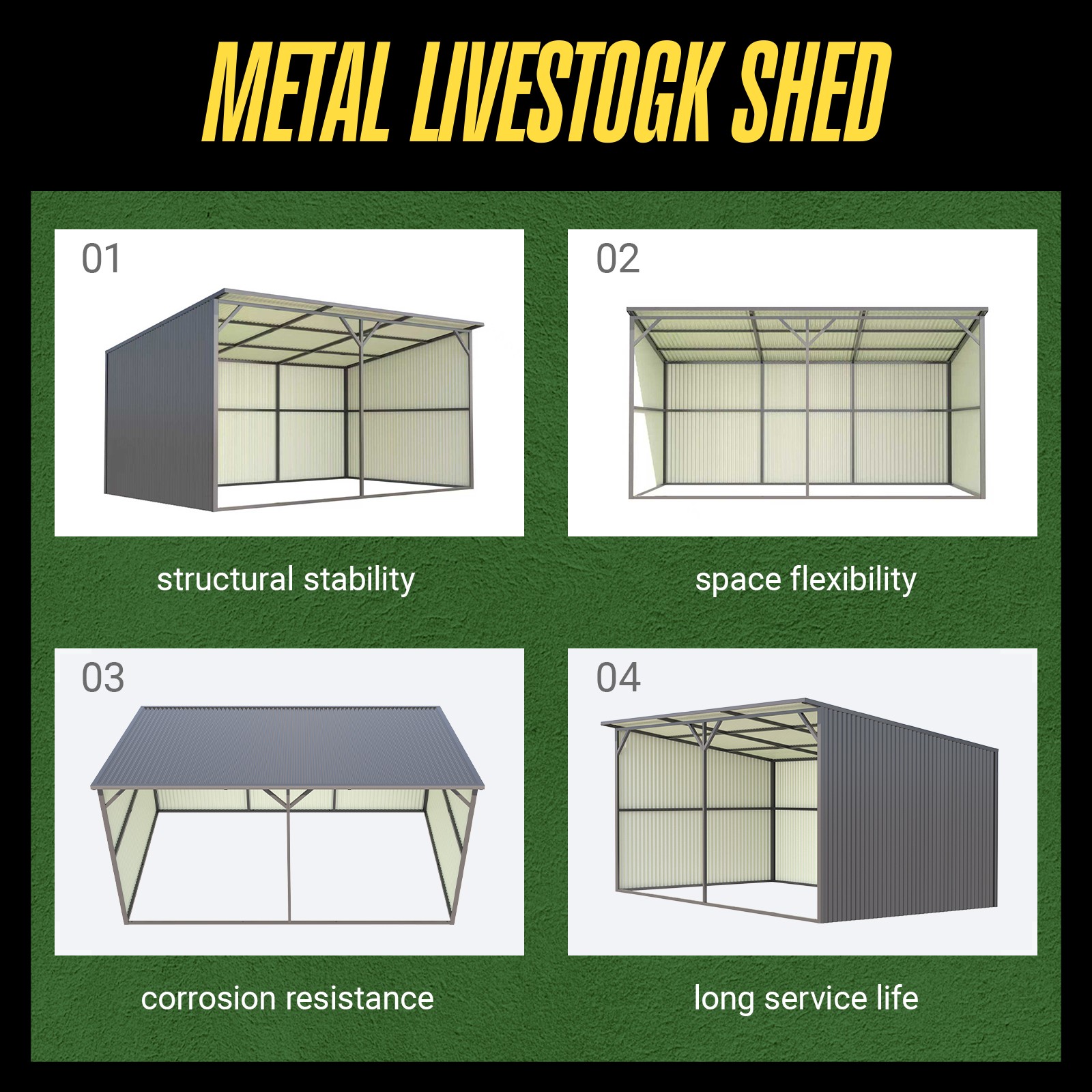 Winter 20'x12' Galvanized Metal Livestock Shelter Building for Farm FREE SHIPING