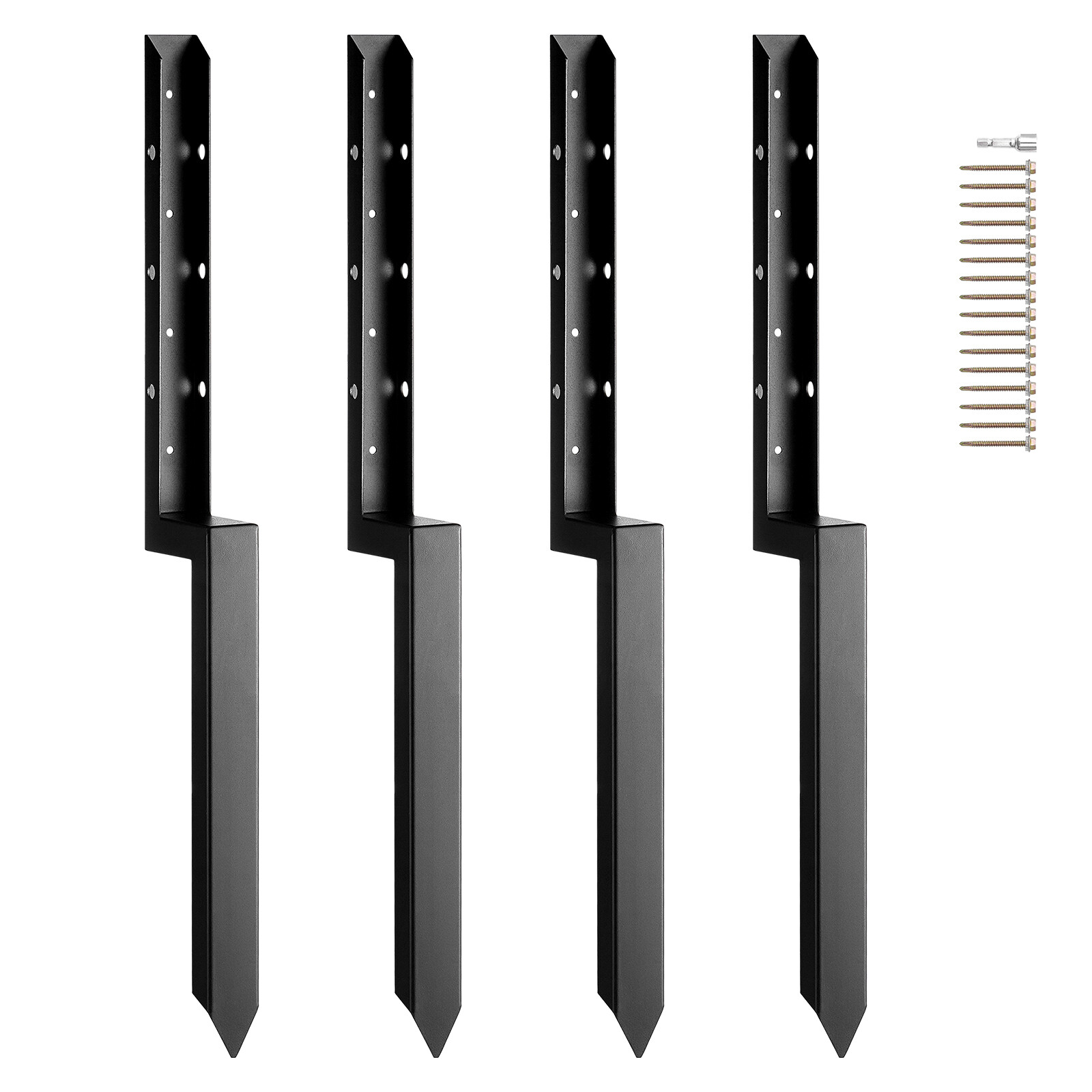 Fence Post Anchor Repair Kit 4 Pack 2 x2 Inches Support Stakes Steel