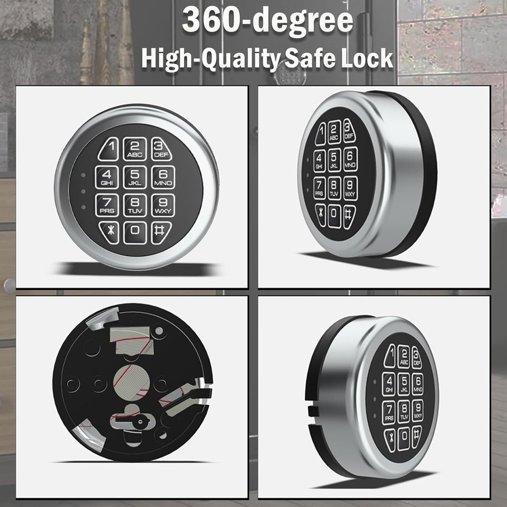 Gun Safe Lock Replacement & 2 Master Keys Chrome Digital Keypad Safe Lock