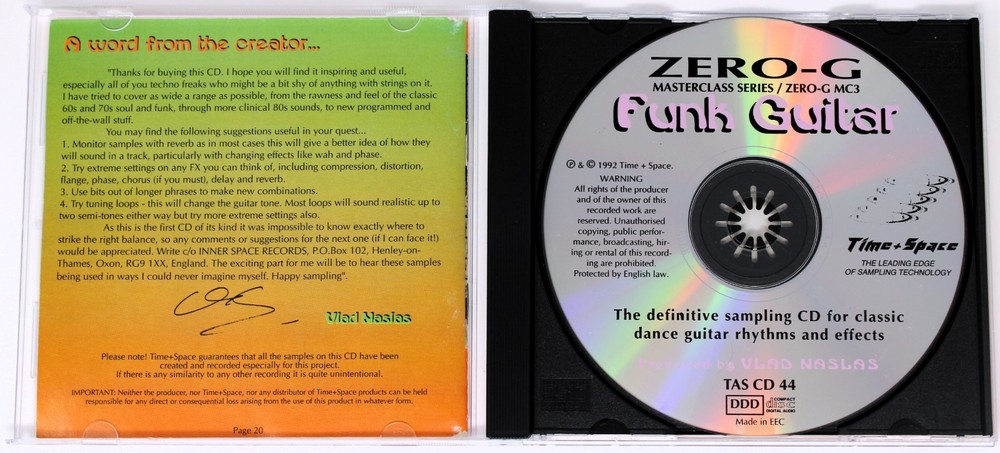 Zero-G Funk Guitar Sample/Sound Library/Sampling CD 1992 Time + Space