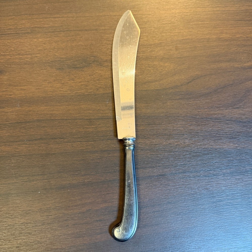 Webster Sterling Silver Handle Cake Pie Server Knife Stainless Blade Scimitar