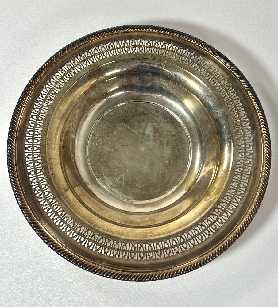 Wm. Rogers #835 Silver Plated 12" Serving Bowl Rope Rim Design