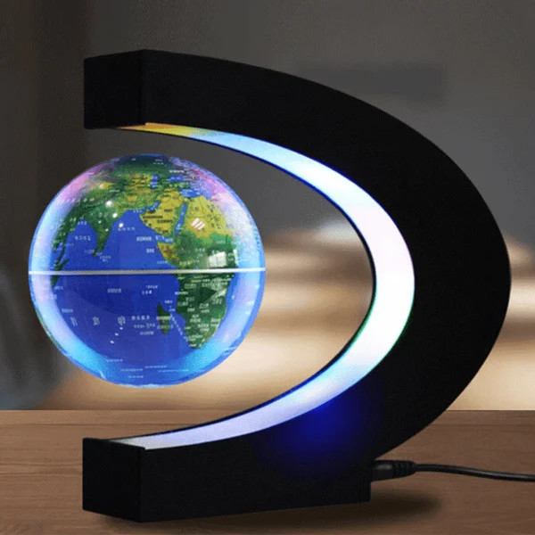 Magnetic Levitation Floating World Map Globe with C Shape Base, Floating Glob...