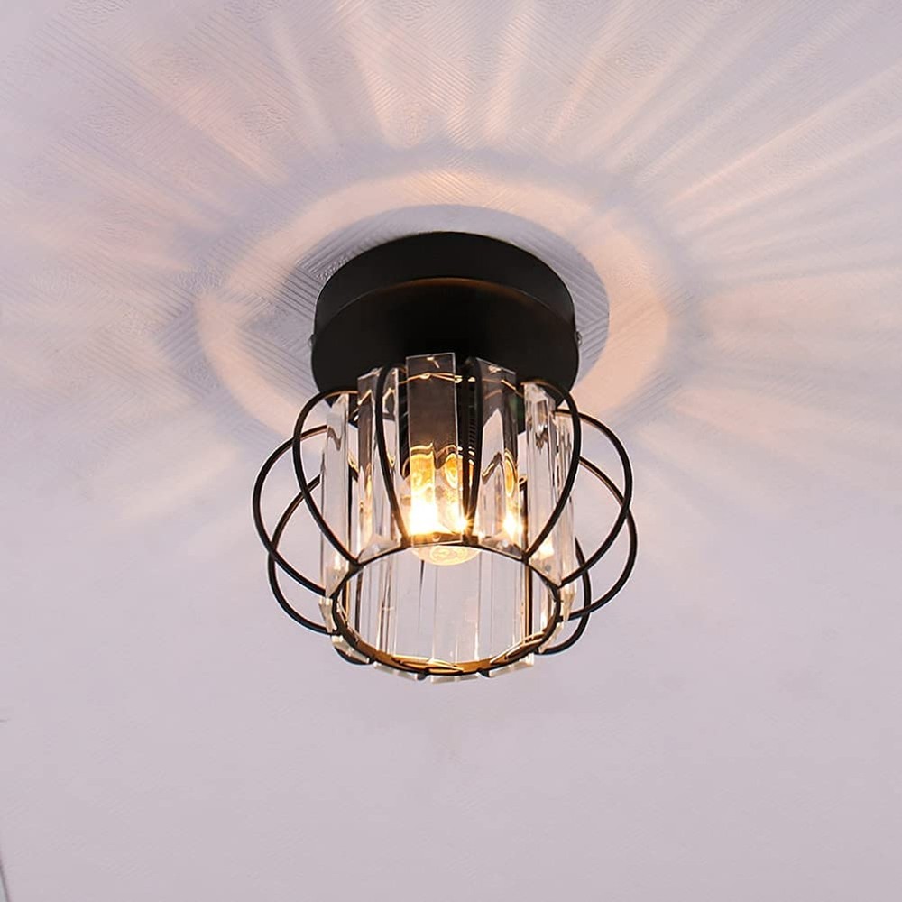 FRIXCHUR Black Modern Semi Flush Mount Ceiling Light Fixture Ceiling Light Sh...