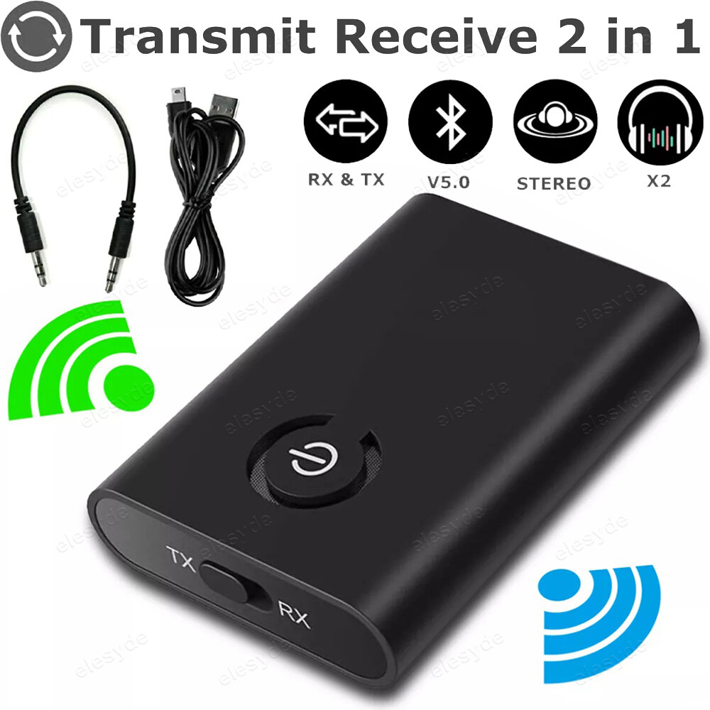 2 IN 1 Bluetooth 5.0 Transmitter Receiver Wireless Audio 3.5mm Jack Aux Adapter