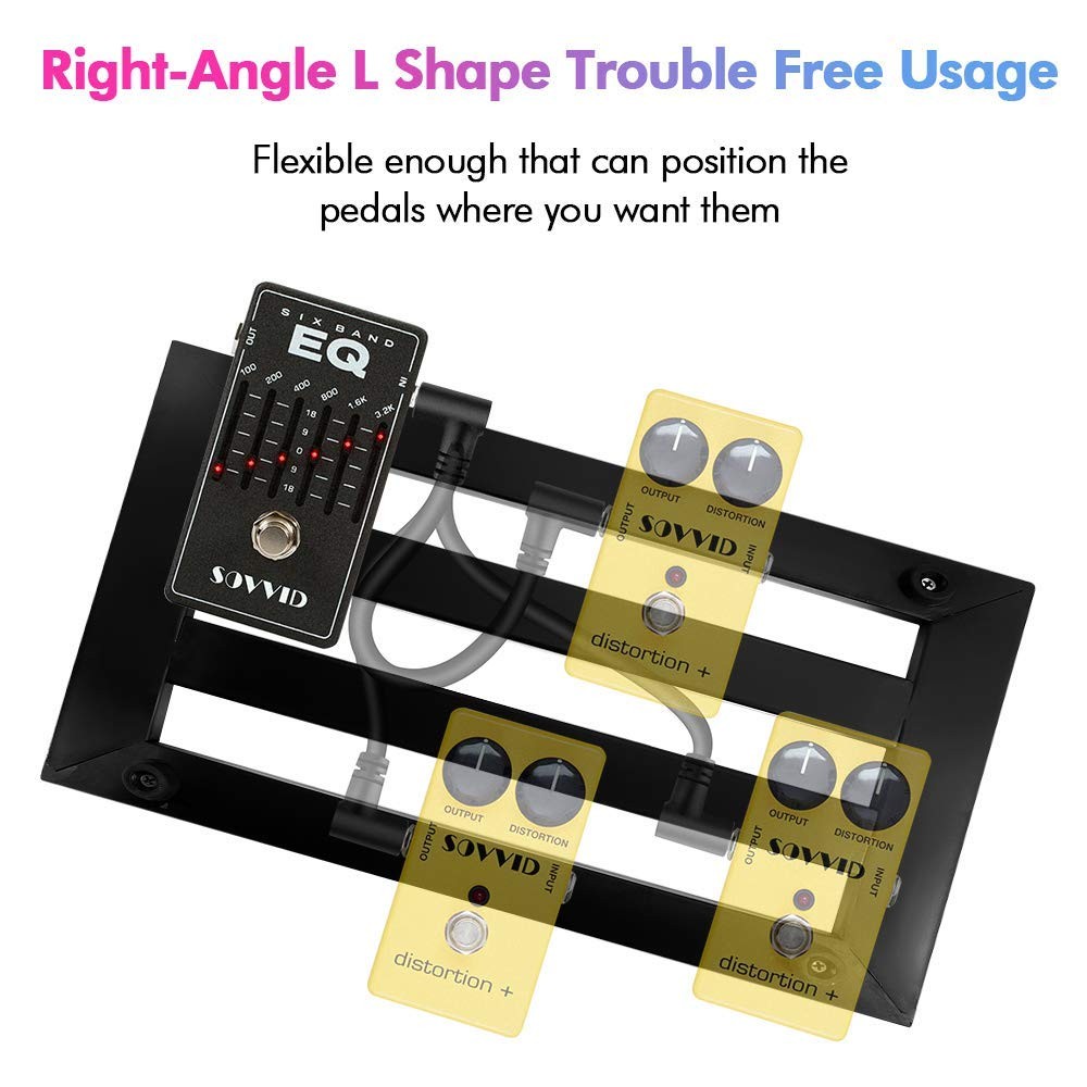 3 Pack 6 Inch Guitar Patch Cables, Black Right Angle Pedal Effect Cables