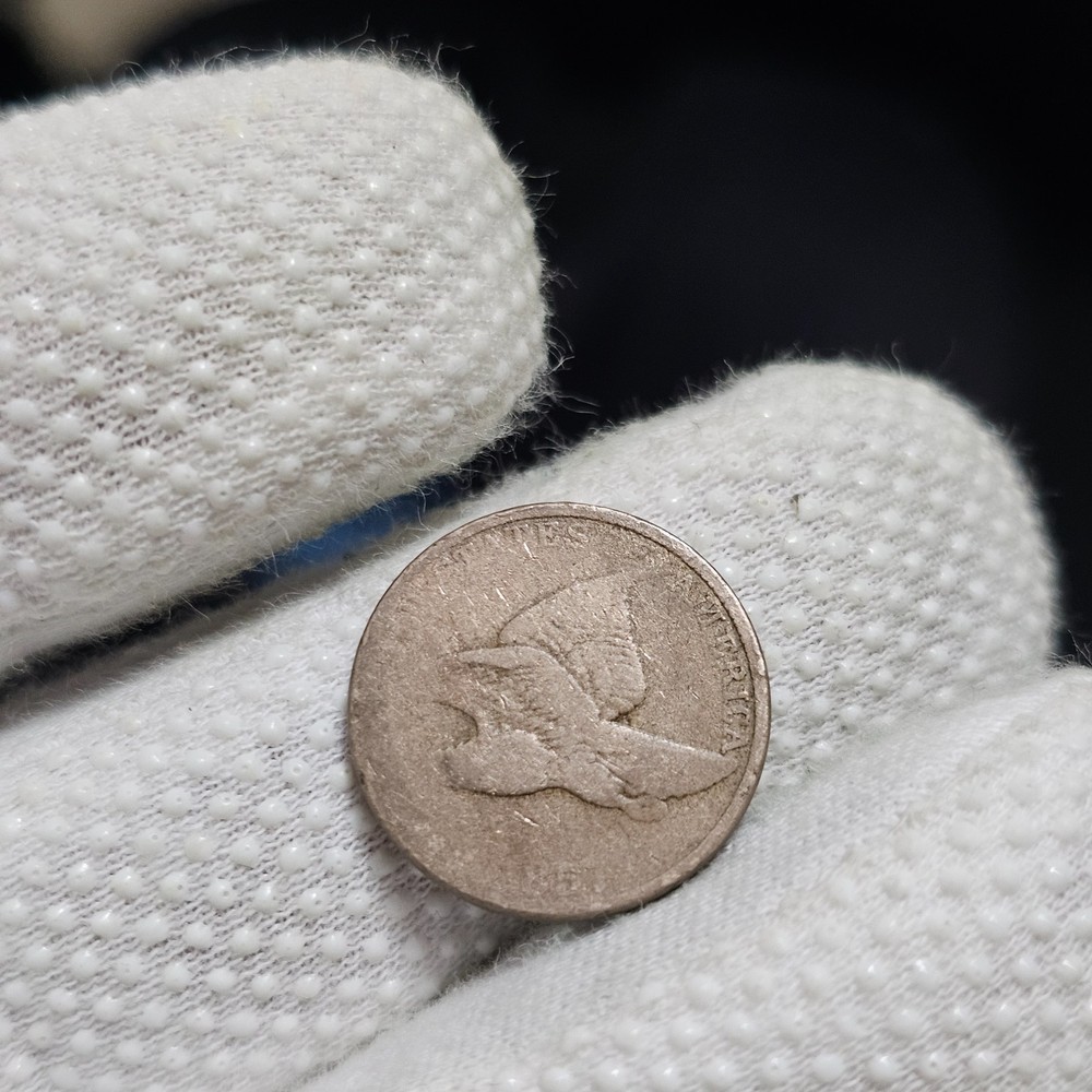 1857 Flying Eagle Cent Uneven Strike Or Wear Struck Thru?