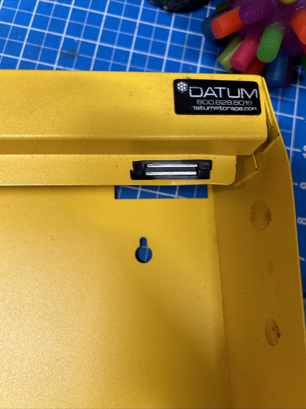 WALLWRITE WW-100SC-T93 Wall Mounted Desk, 20x13-1/2x3-3/8 In, Yellow with key