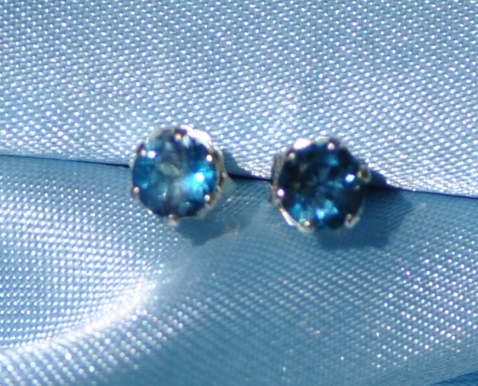 PETITE 3MM ROUND LONDON BLUE TOPAZ .925 STERLING SILVER STUDS