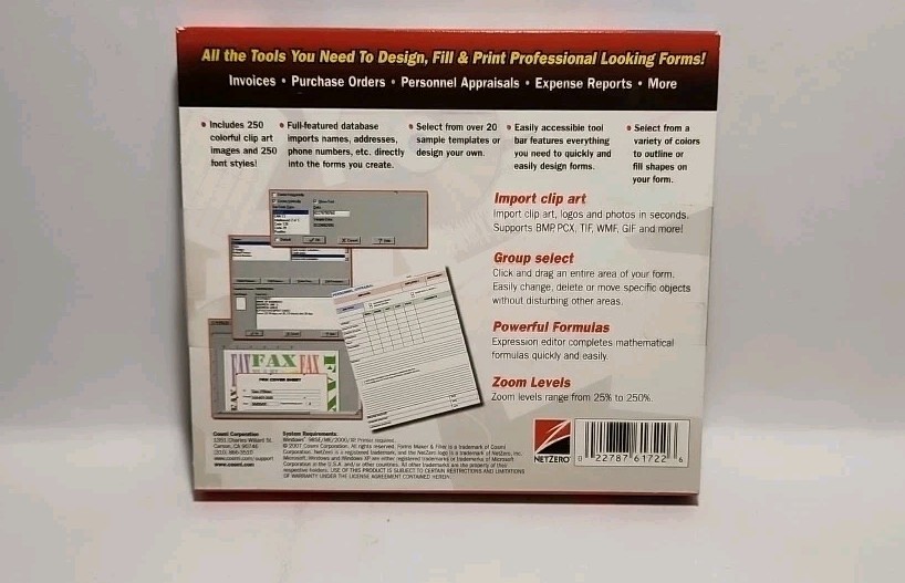 Forms Maker & Filler PC Software Win 98/ME/ 2000/XP CD NEW SEALED 5795