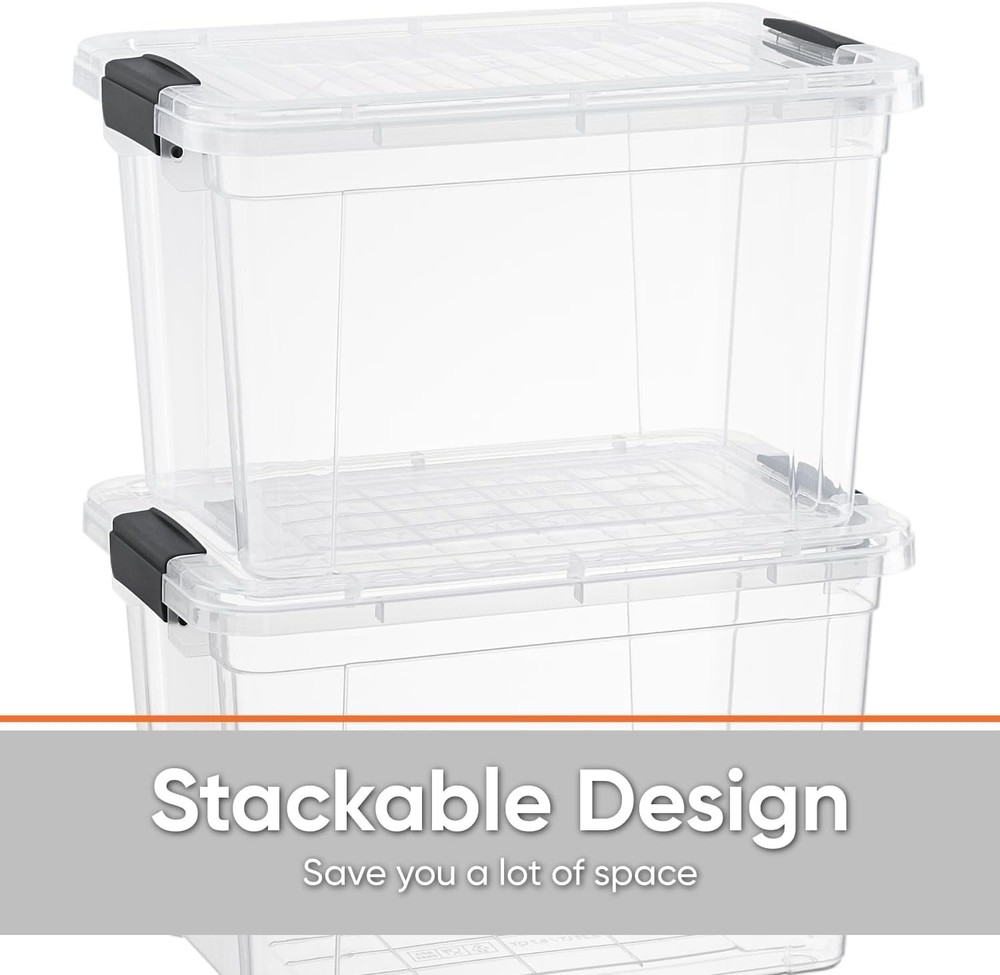 Superio 4.75 Quart Clear Storage Bin Sturdy Stackable Lightweight Organizer