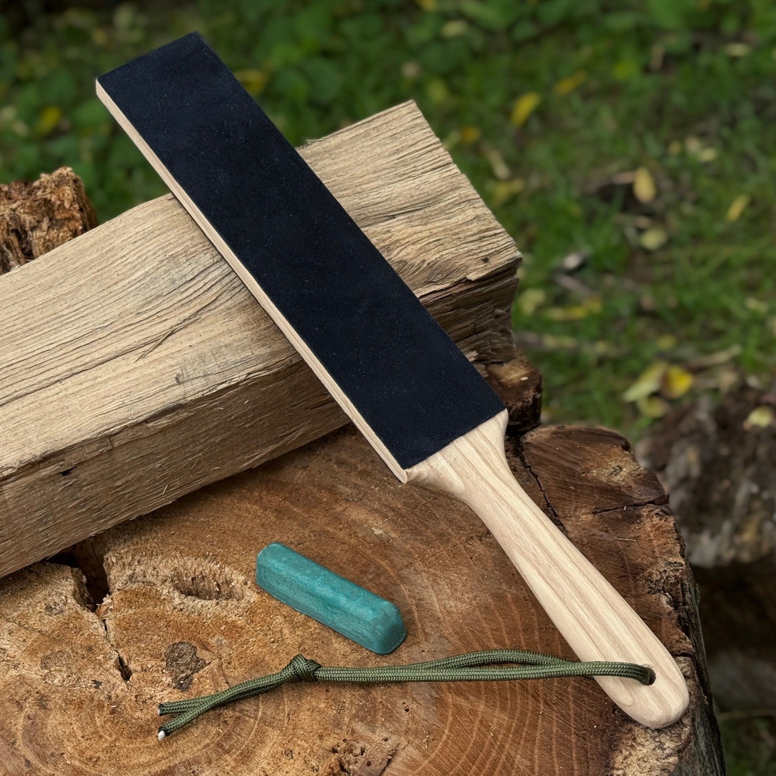 Double Sided Leather Sharpening Strop Knife Tool Honing Paddle Polishing Paste