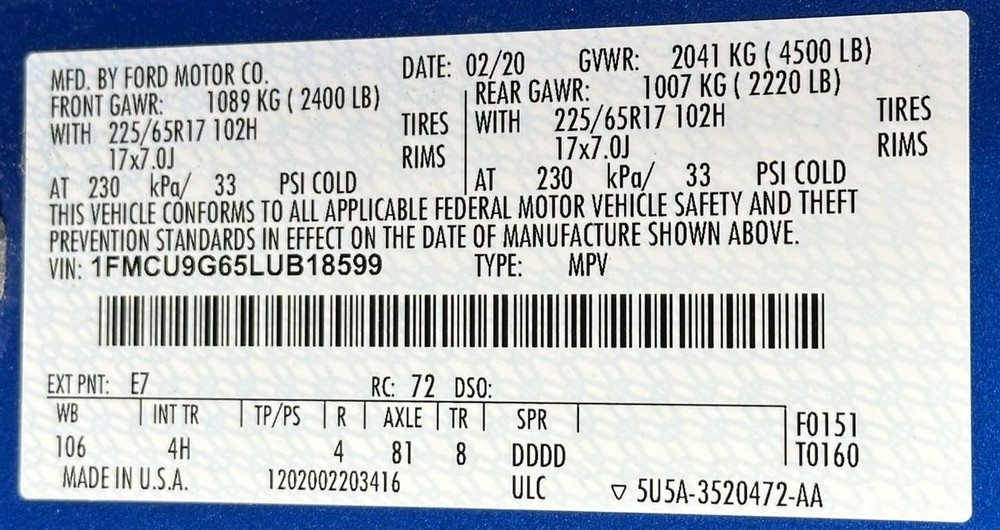 Camera/Projector Camera Lane Keep Assist Fits 20 ESCAPE 2744100
