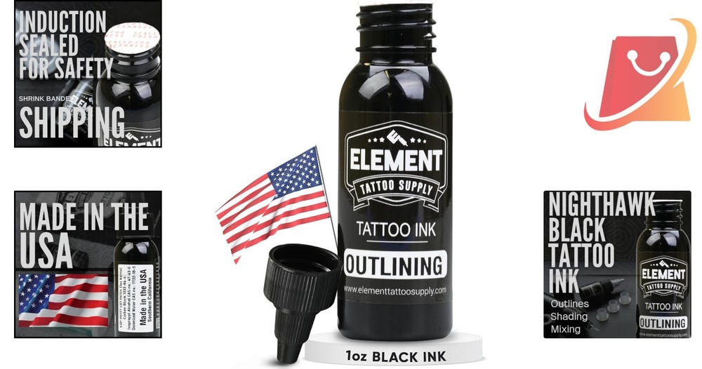 Black Tattoo Ink Safe 1oz Solid for Outlining Shading Professional