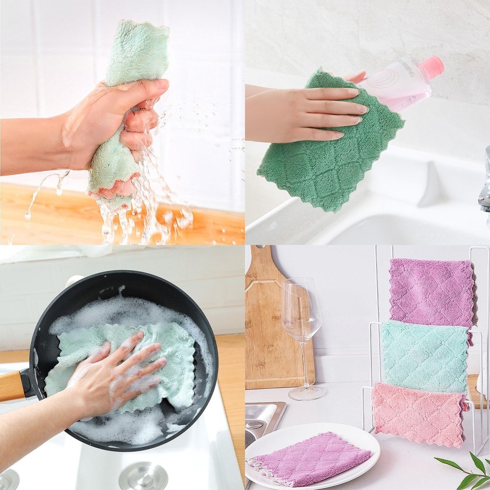 Reusable Microfiber Kitchen Cleaning Cloths – Super Absorbent, Quick-Dryin