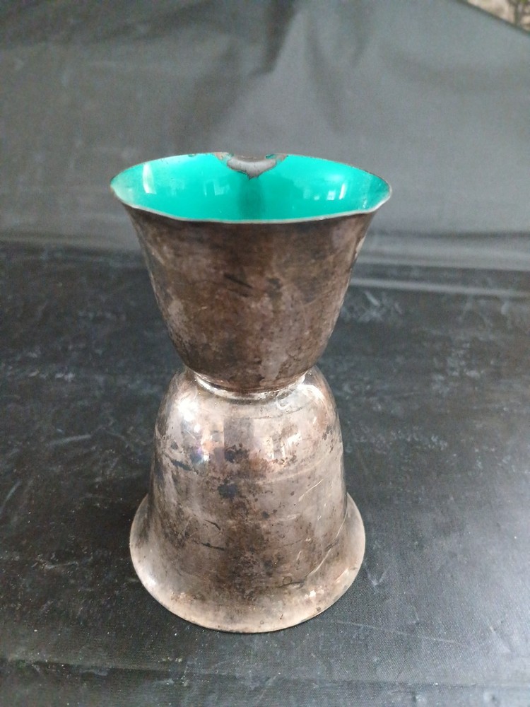 Reed & Barton Red & Green Silver Plated Double Jigger