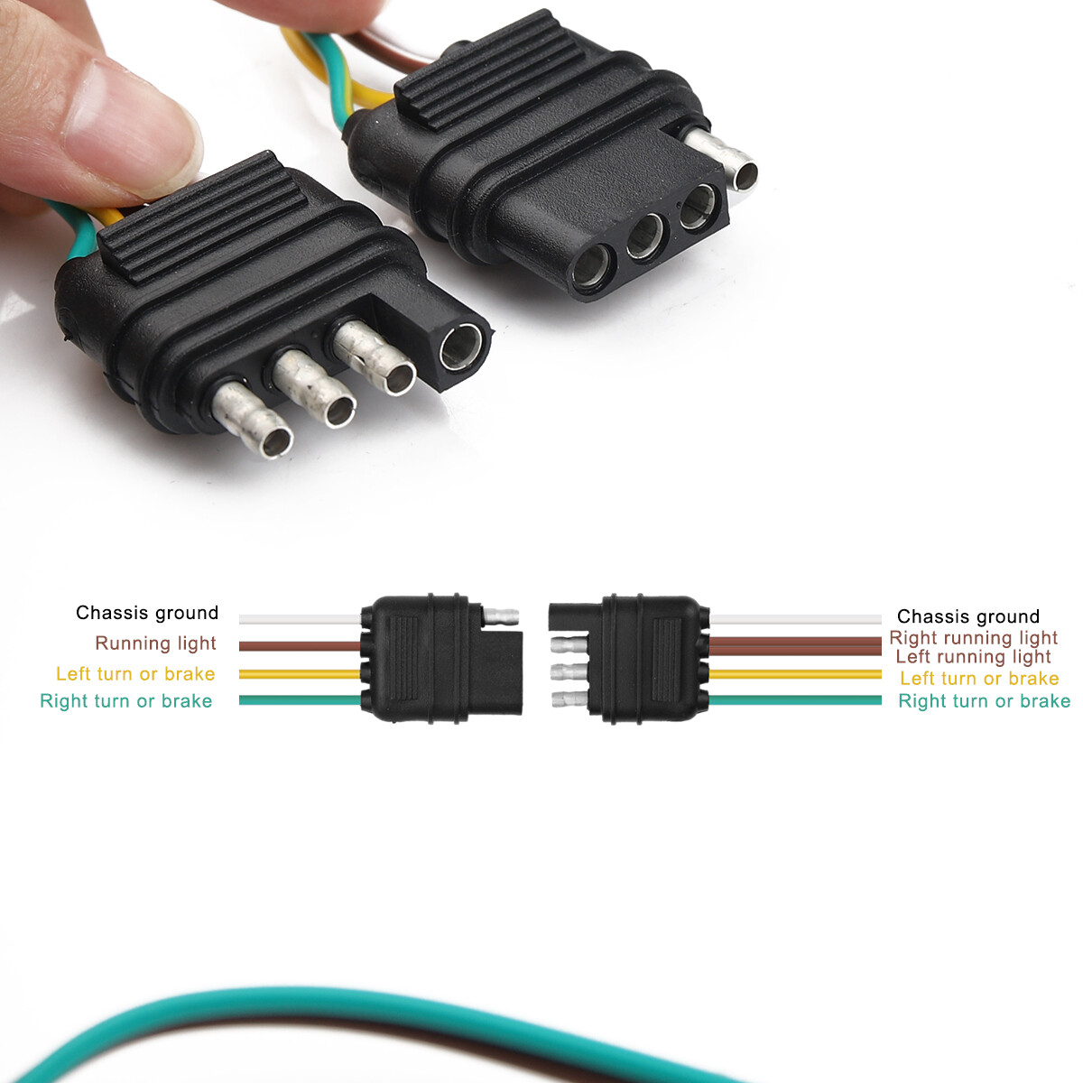 25' 4 Pin Flat Trailer Wiring Harness Kit Wishbone Style for Trailer Tail Lights