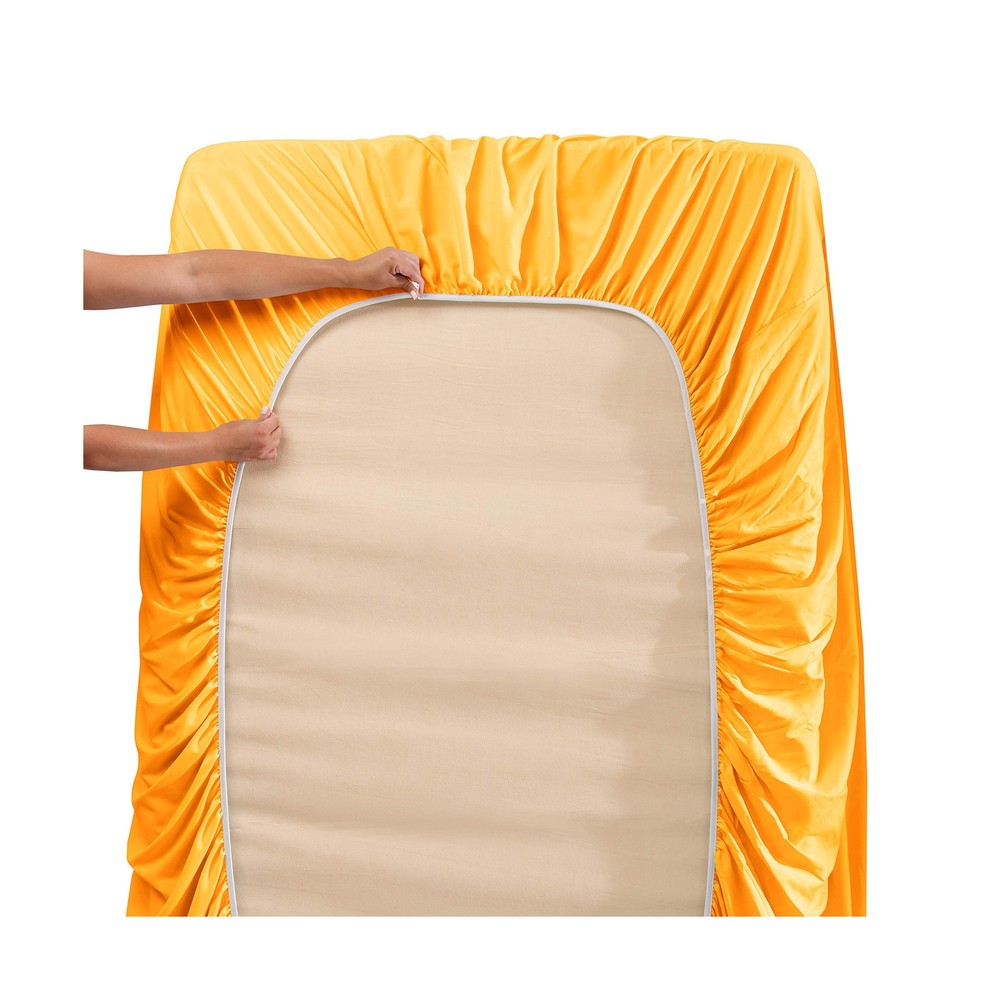 Full Size Sheet Set Flat & Fitted/2 Pillowcase Double Brushed Microfiber Yellow