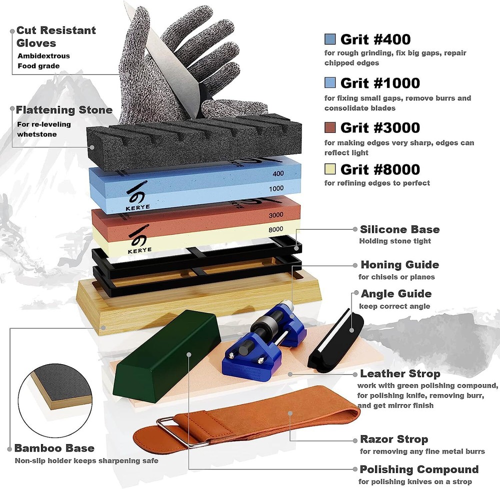 13pcs Knife Sharpening Stone Kit Professional Whetstone Sharpener Complete Set