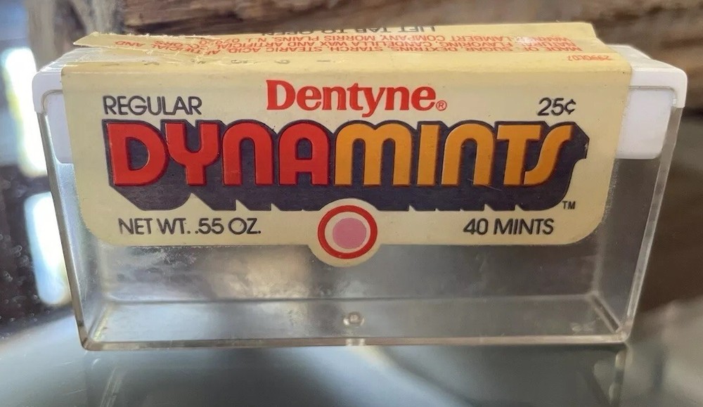 Vintage Dentyne Dynamints Plastic Mint Candy Container 1970s or 80s