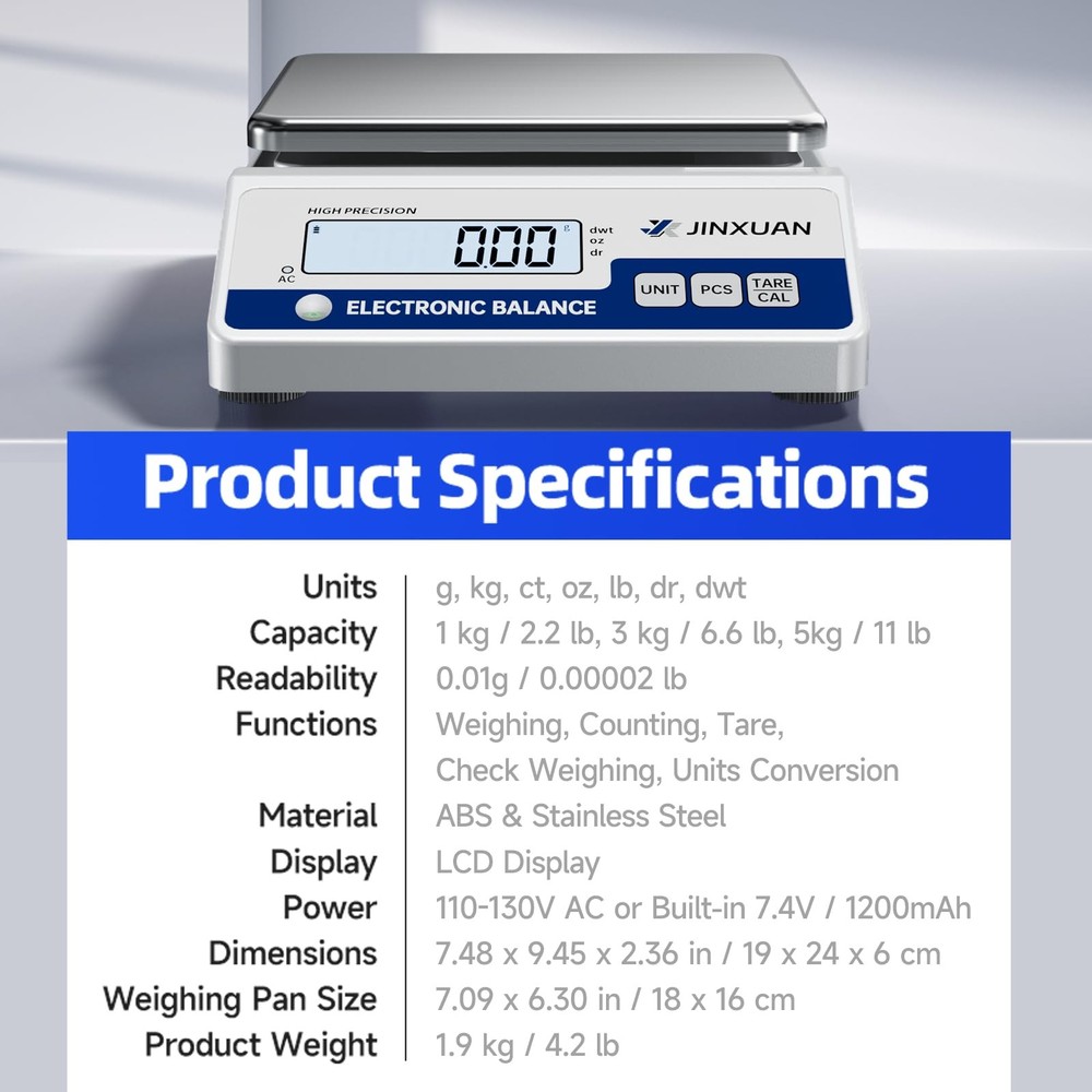 Digital Lab Scale 3000g Gram Scale 0.01g Accuracy Electronic Precision Scale ...
