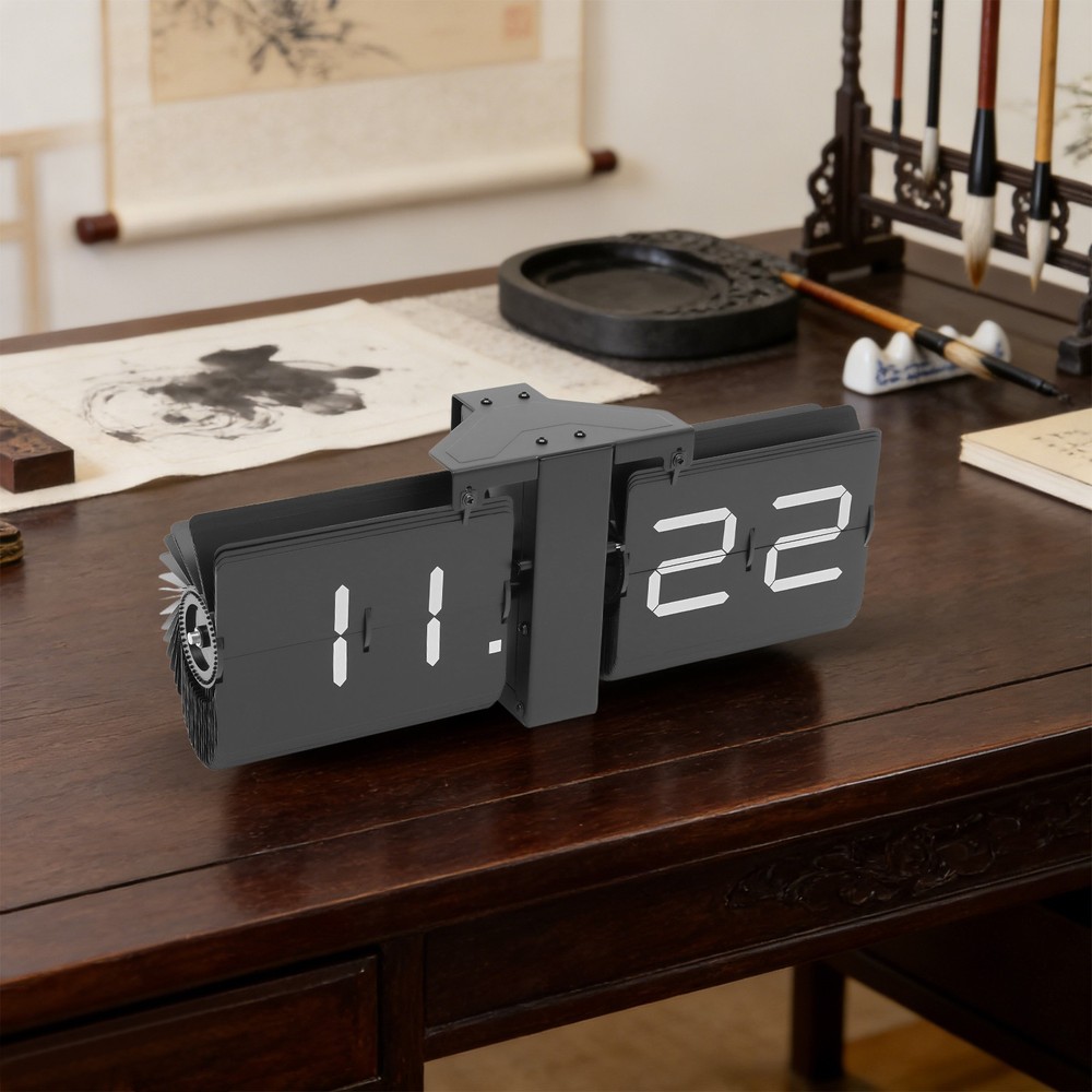 Electrical Digital Retro Flip Clock Gray Flipping Out Wall & Tabletop Flip Clock