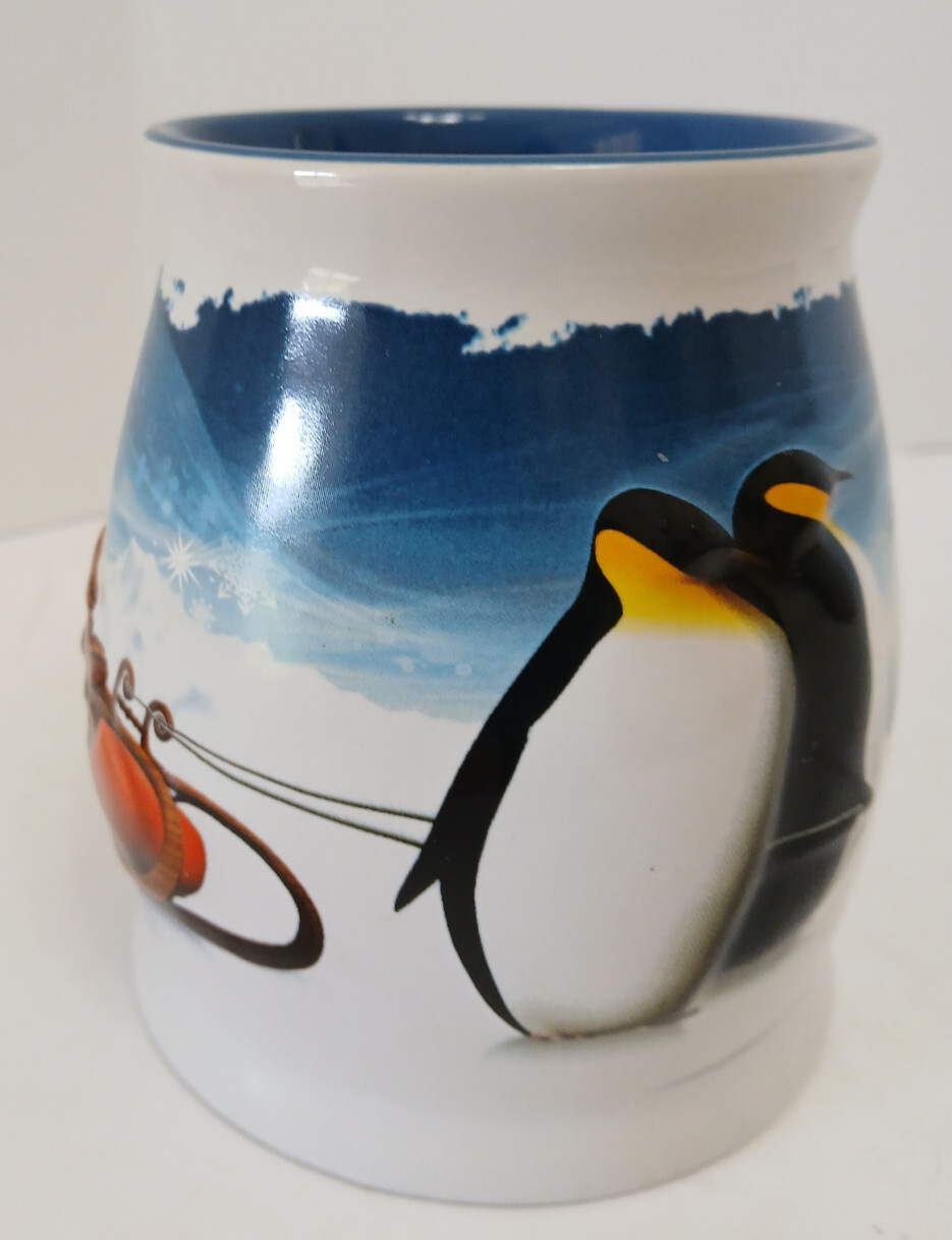Penquins Boca Java Red Sleigh 3D Coffee Mugs Wishing You A Java Filled Holliday