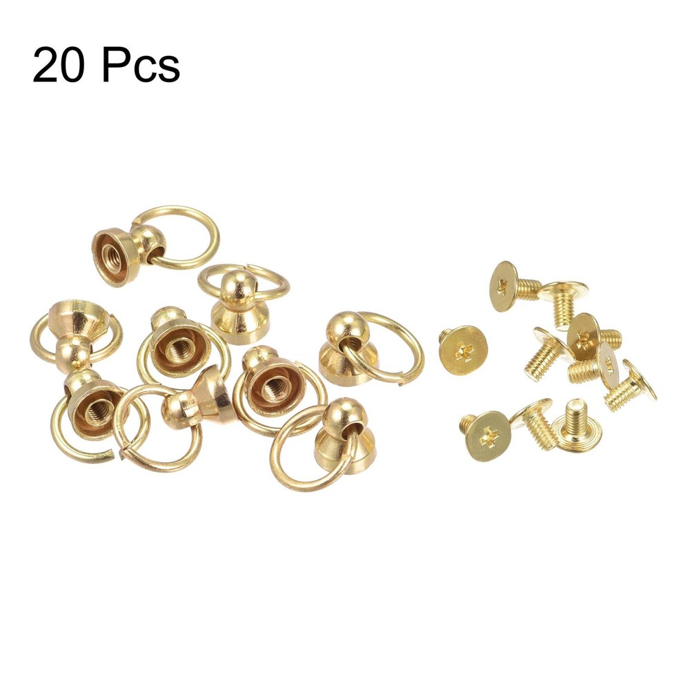 0.5" Toroidal Joint Button Pin Rivets Gold Screw 20 Pcs